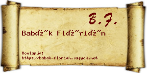Babák Flórián névjegykártya